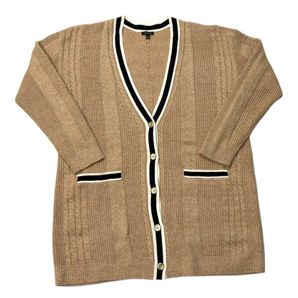 Talbots cable-knit cardigan sweater with tipped‎ details - Large